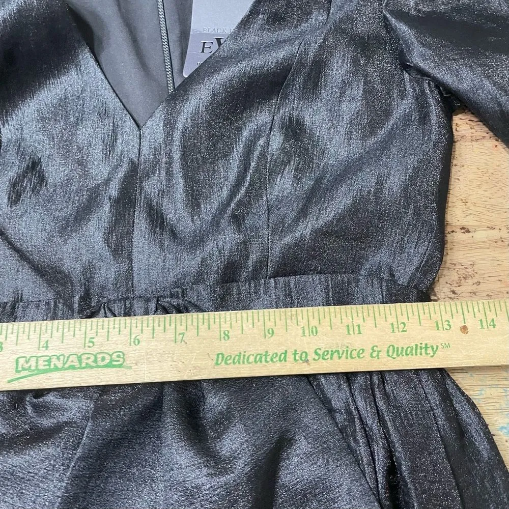 Black Halo Eve Black Puff Sleeve‎ Cocktail Dress Bow Detail 80s Size 0 - Image 9