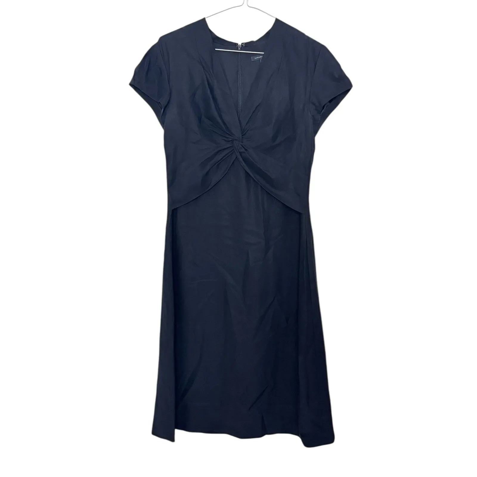 BANANA REPUBLIC Patagonia Bandha V Neck Silk Black Dress Front Twist Size 6 - Image 2