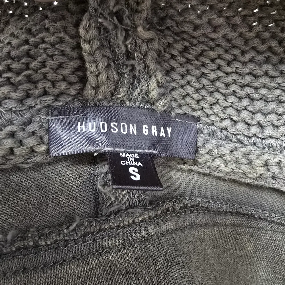 Hudson Gray Army Green Terry Washed Relaxed Fit Cardigan Size Small - Image 6