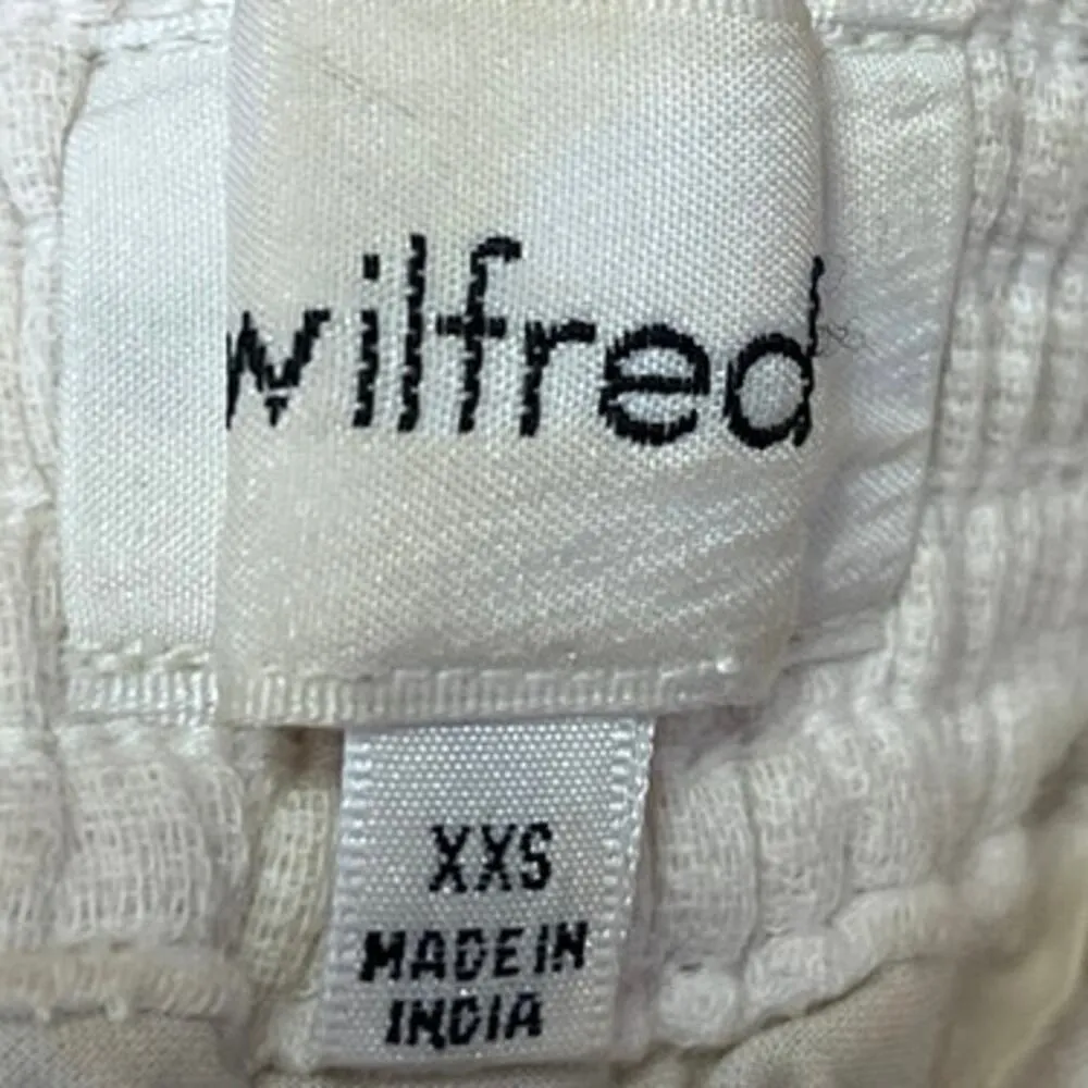 Aritzia Wilfred Cream White Wide Leg Elastic Waist Cropped Trousers Pants XXS - Image 4