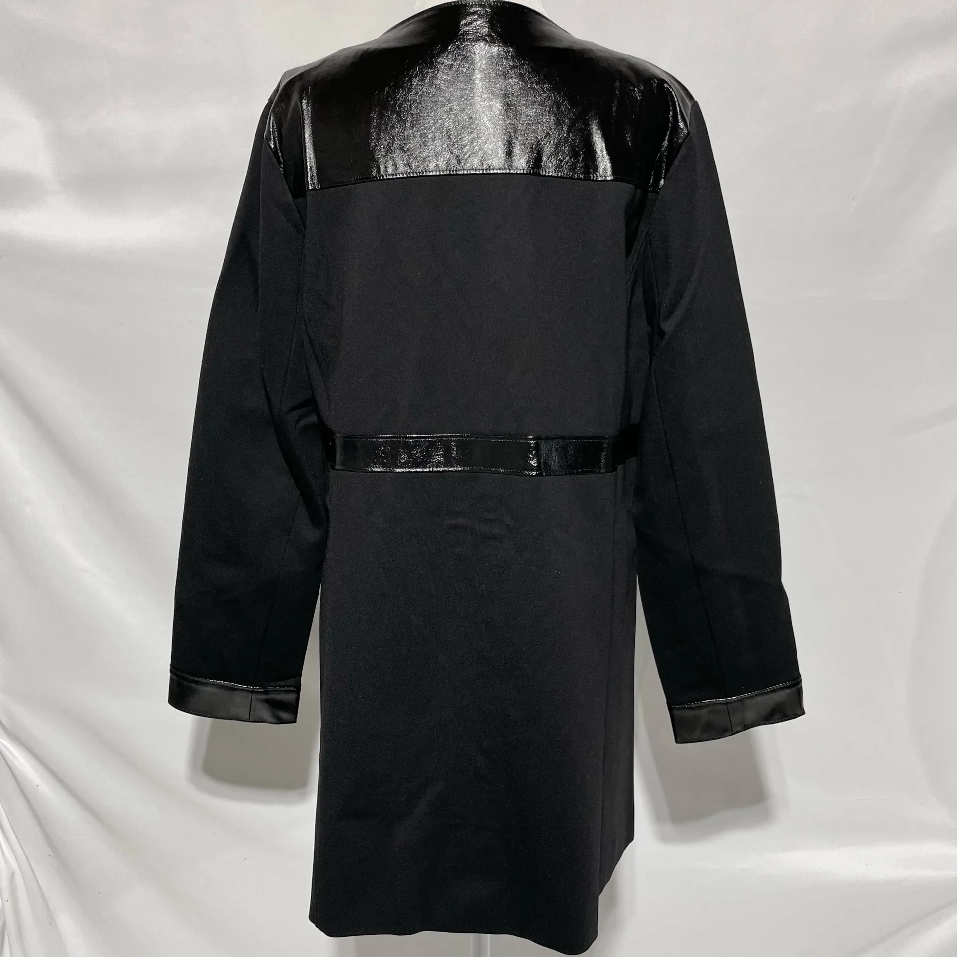 New Dennis Basso Patent Faux Leather Trim Ponte Topper Jacket Black Size Medium - Image 8