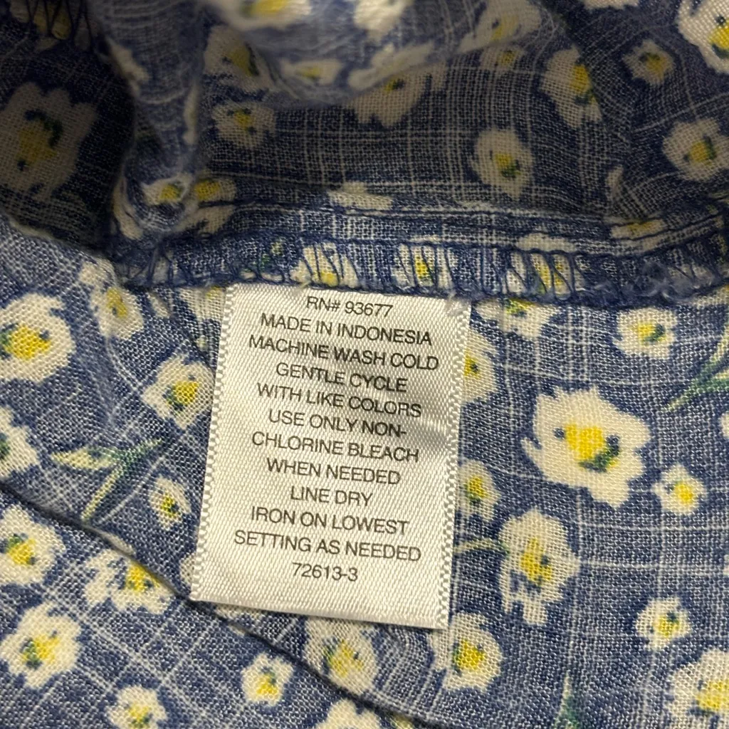 a.n.a XXL Navy Blue Floral Peasant Boho Blouse Long Sleeve - Image 3