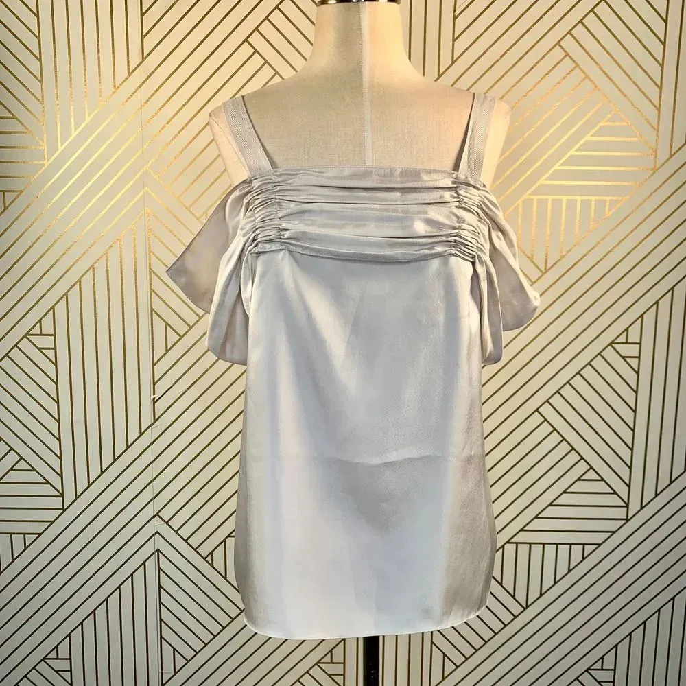 Tibi‎ Mendini Twill Camisole in Stone White - Image 3