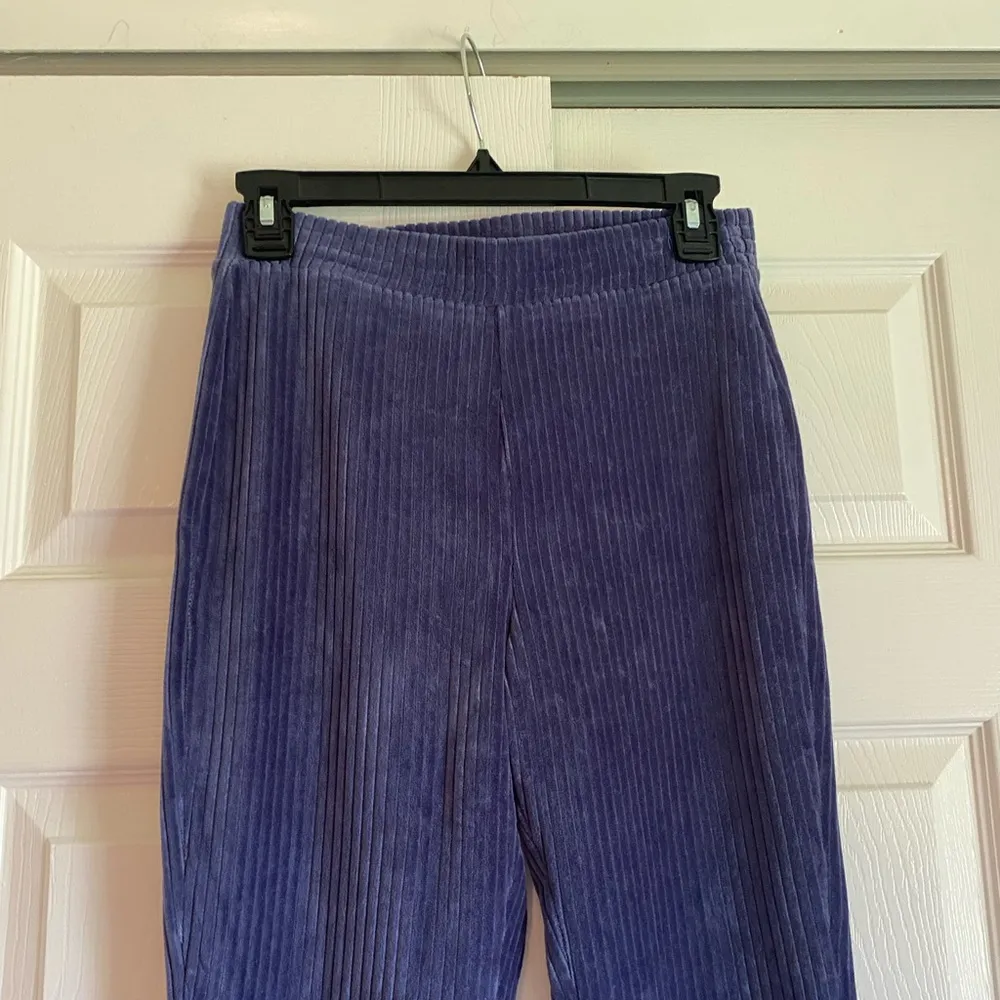 Aerie small blue velour pull on flare leggings sweatpants lounge - Image 4