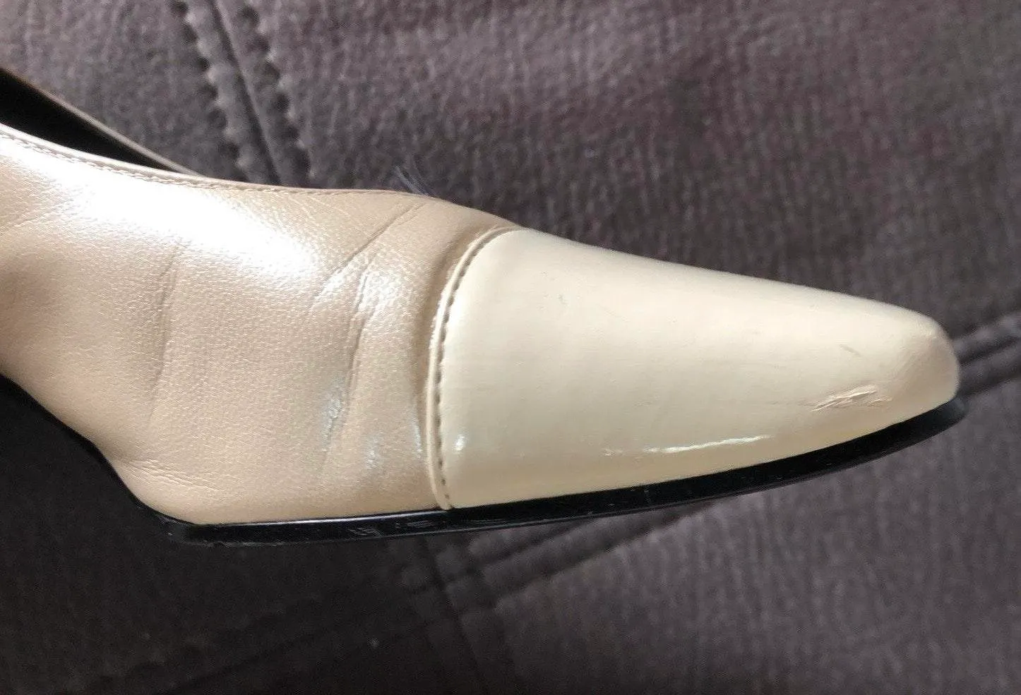 Cream Color Leather Block Heels Size 7.5 - Image 9
