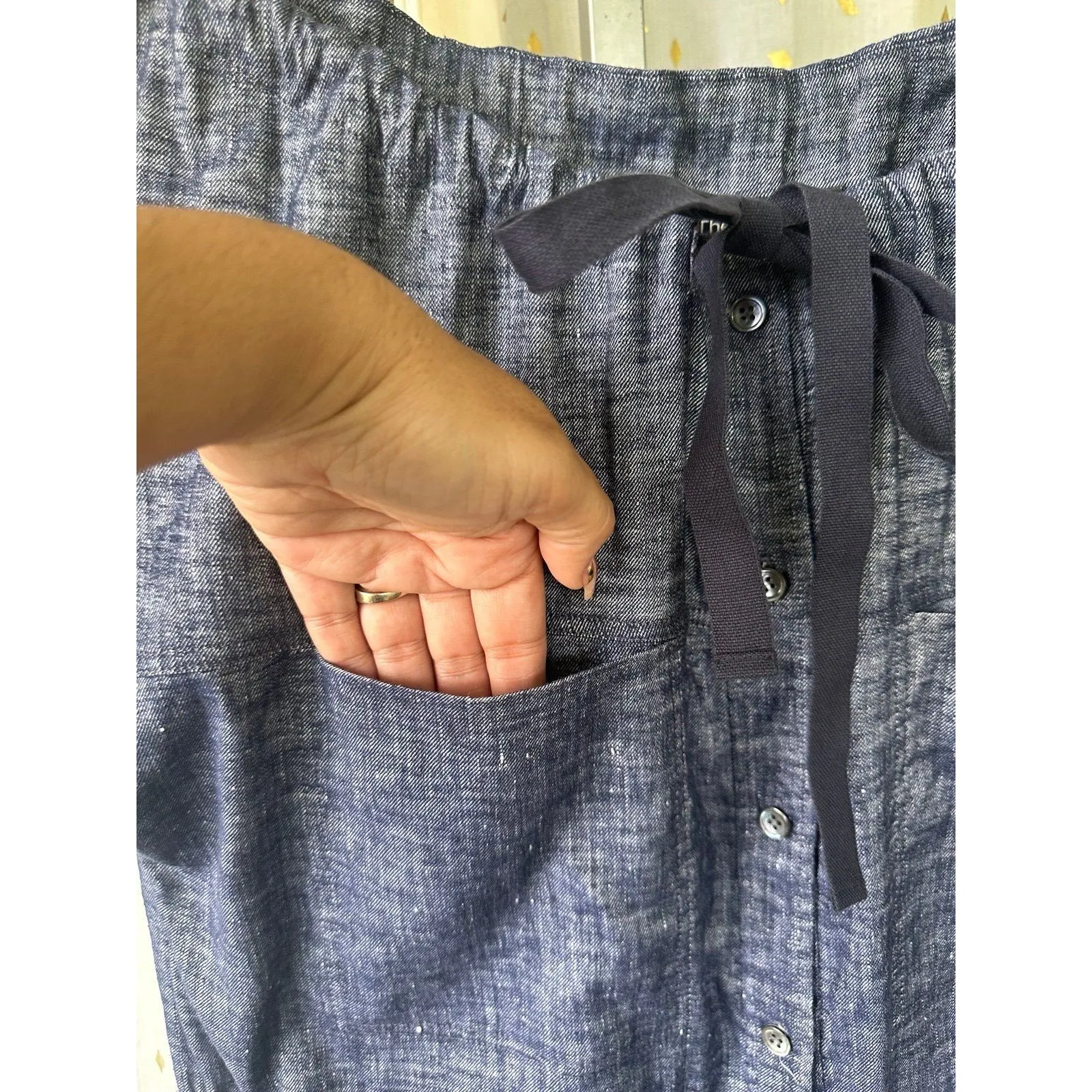 Theory Women's Chambray Linen Blend Laela Tierra Wash Tie Button Down Dress 10 - Image 5