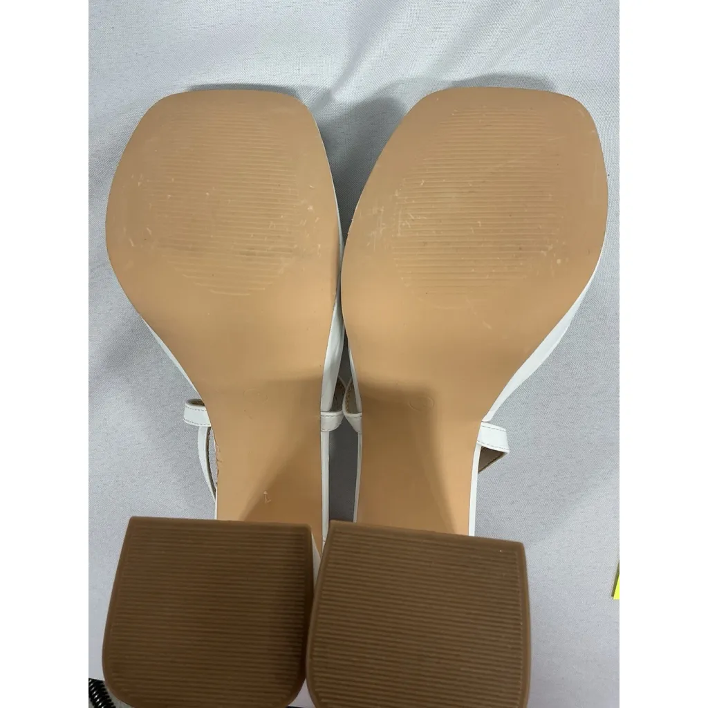 Womans Inifu Strappy Slipon Platform Sandals 8.5 White Open Toe Buckle Heel NWOT - Image 8