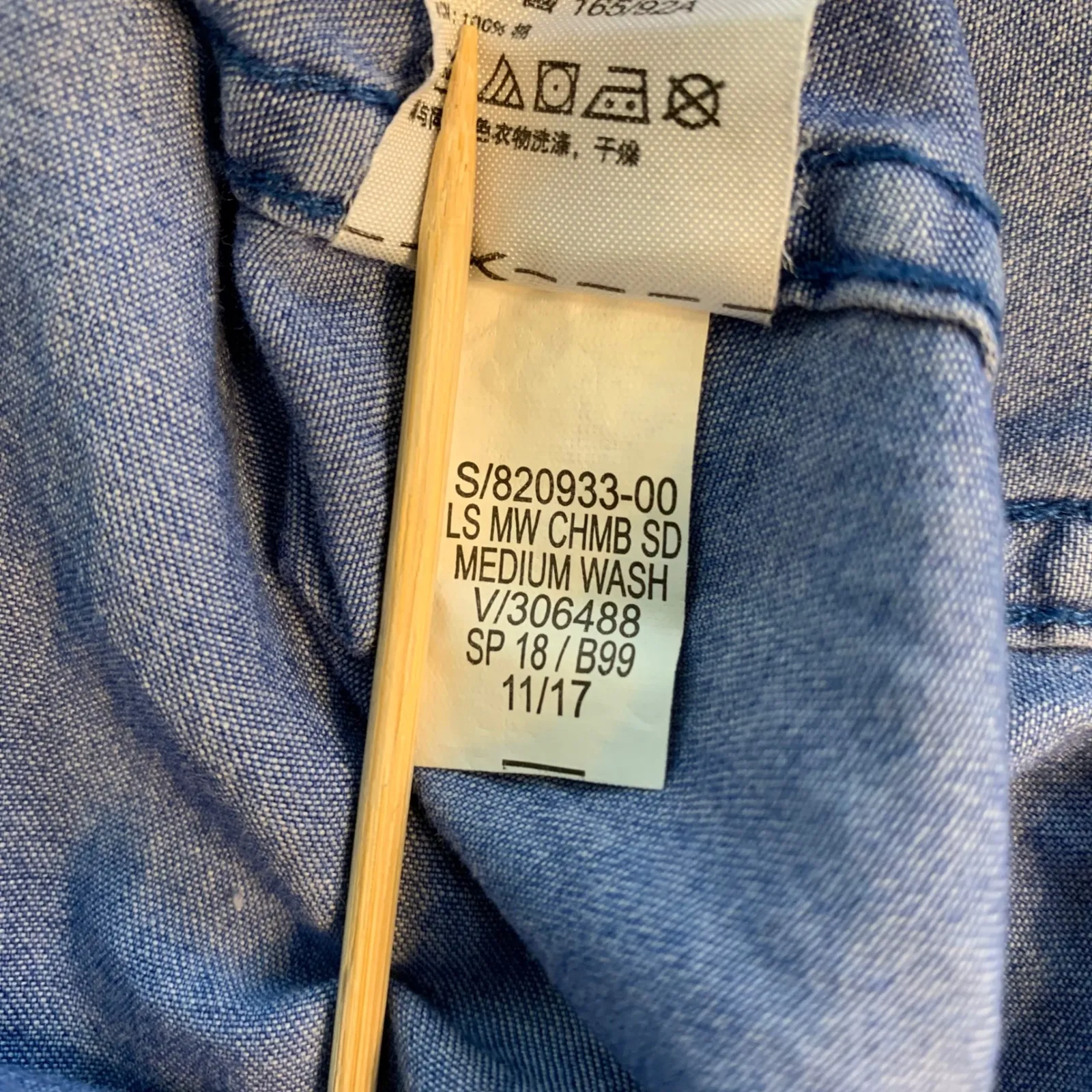 Old Navy Denim Chambray Shirt Dress Medium Long Sleeve Collared Button Front - Image 6