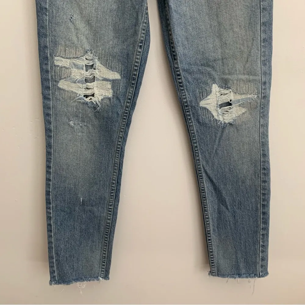 EUC Re/Done Originals High Rise Ankle Crop Light Repair Distressed Jeans Size 23 - Image 7