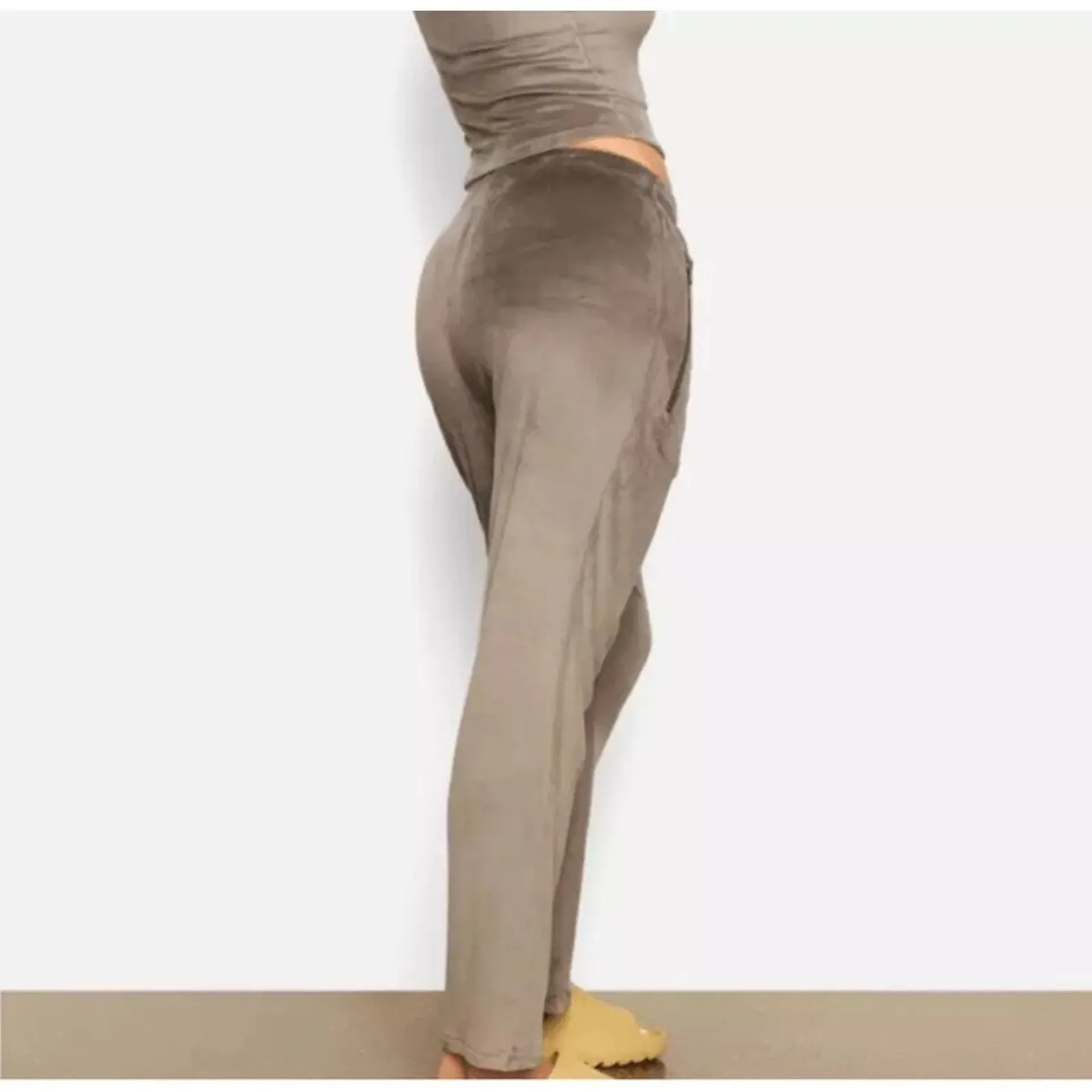 SKIMS Velour Sweatpants 4X Gunmetal Gray Pull On Track Lounge Elastic Waist NWT - Image 3