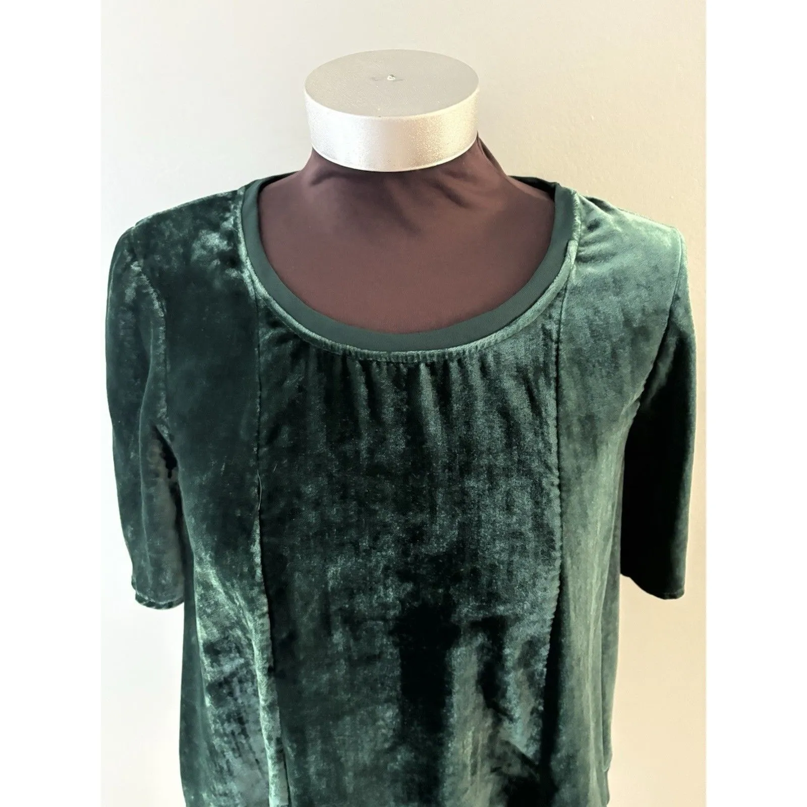 Maeve Swing Top XS Emerald Green Crushed Velvet Oversize Anthropologie Holiday - Image 2