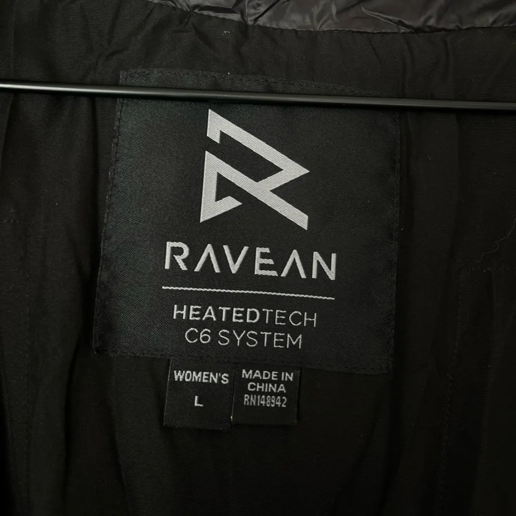 Ravean Down Heated Jacket Detachable Hood Rechargeable 12v Battery large Black - Image 13