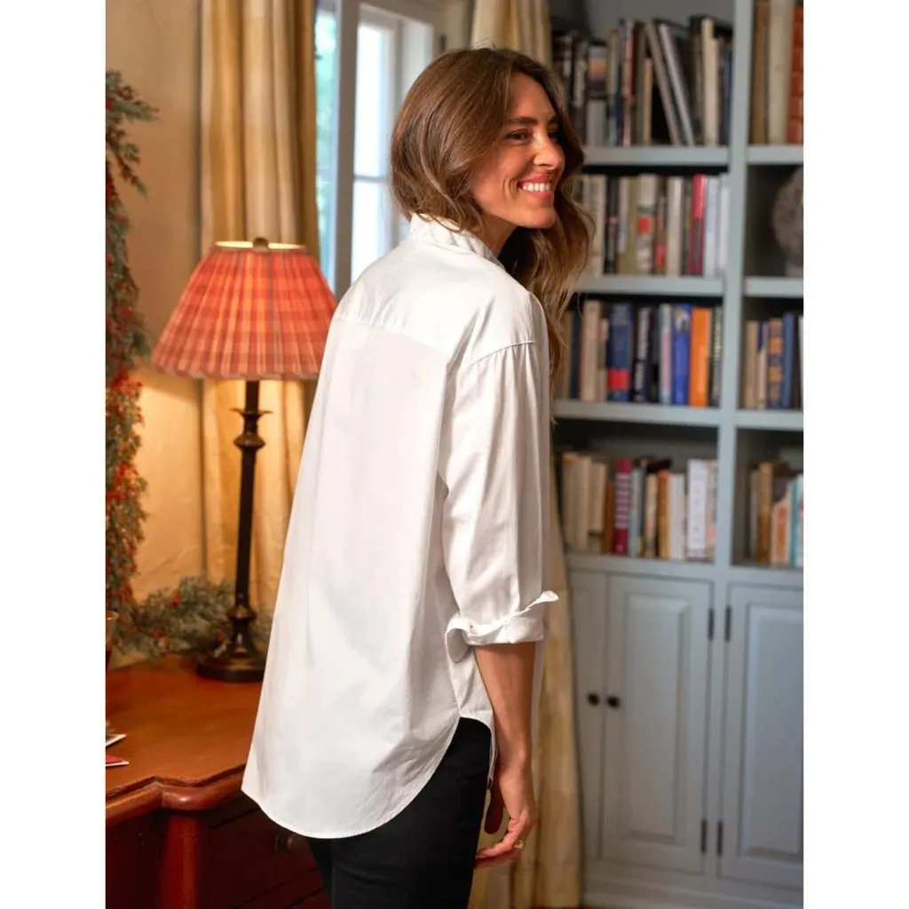 Frank & Eileen Victoria in White Cotton Button Down Italian Tuxedo Shirt S - Image 11