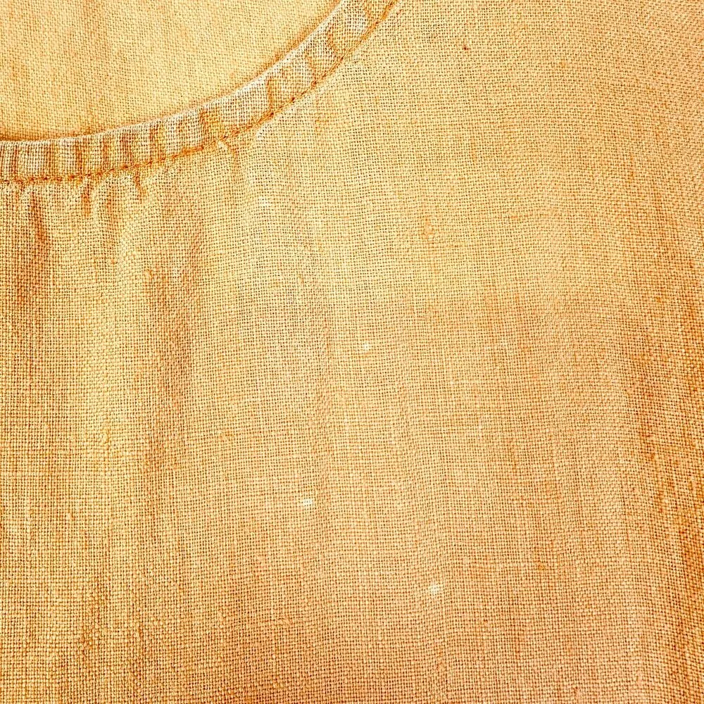 Flax Linen Midi Dress Size Medium Oragne Lagenlook Beach Vacation Pockets - Image 7