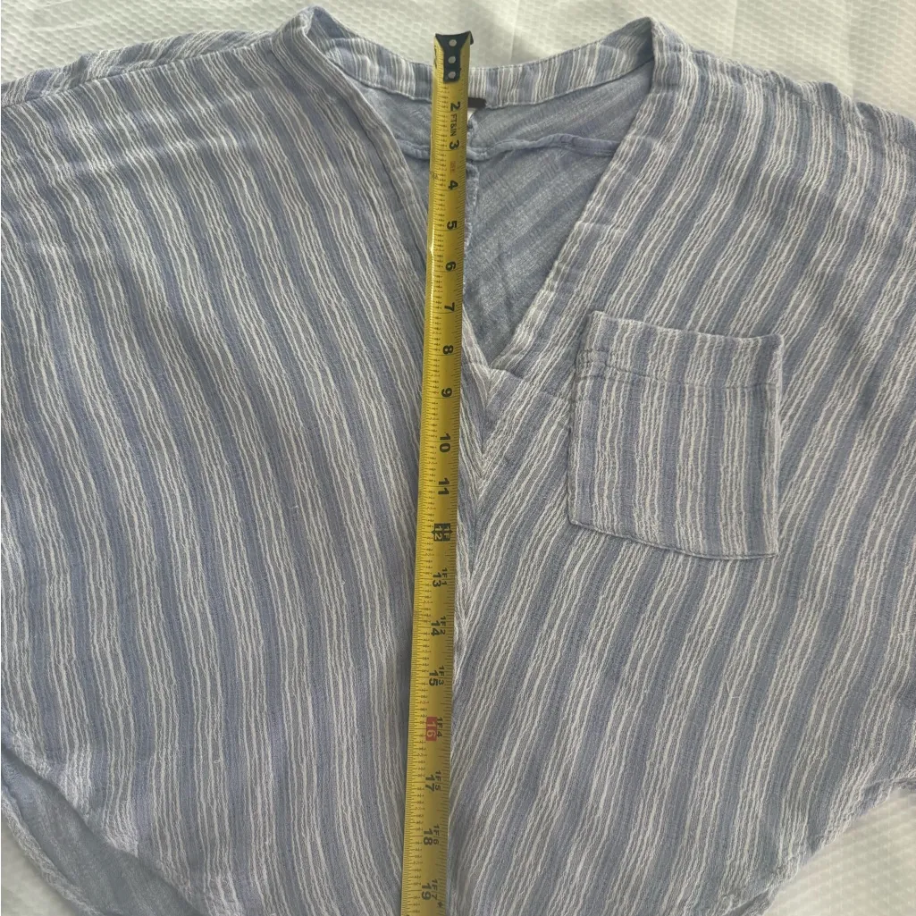 Free People Blue and White Striped Blouse - Image 14