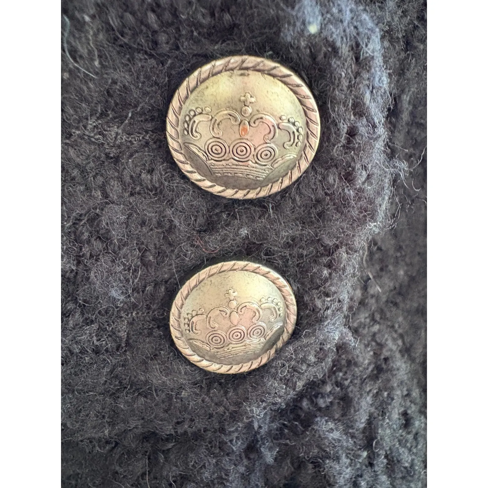 XXI Military Style Boucle Coat Small Black Zipper Front Crown Buttons - Image 5