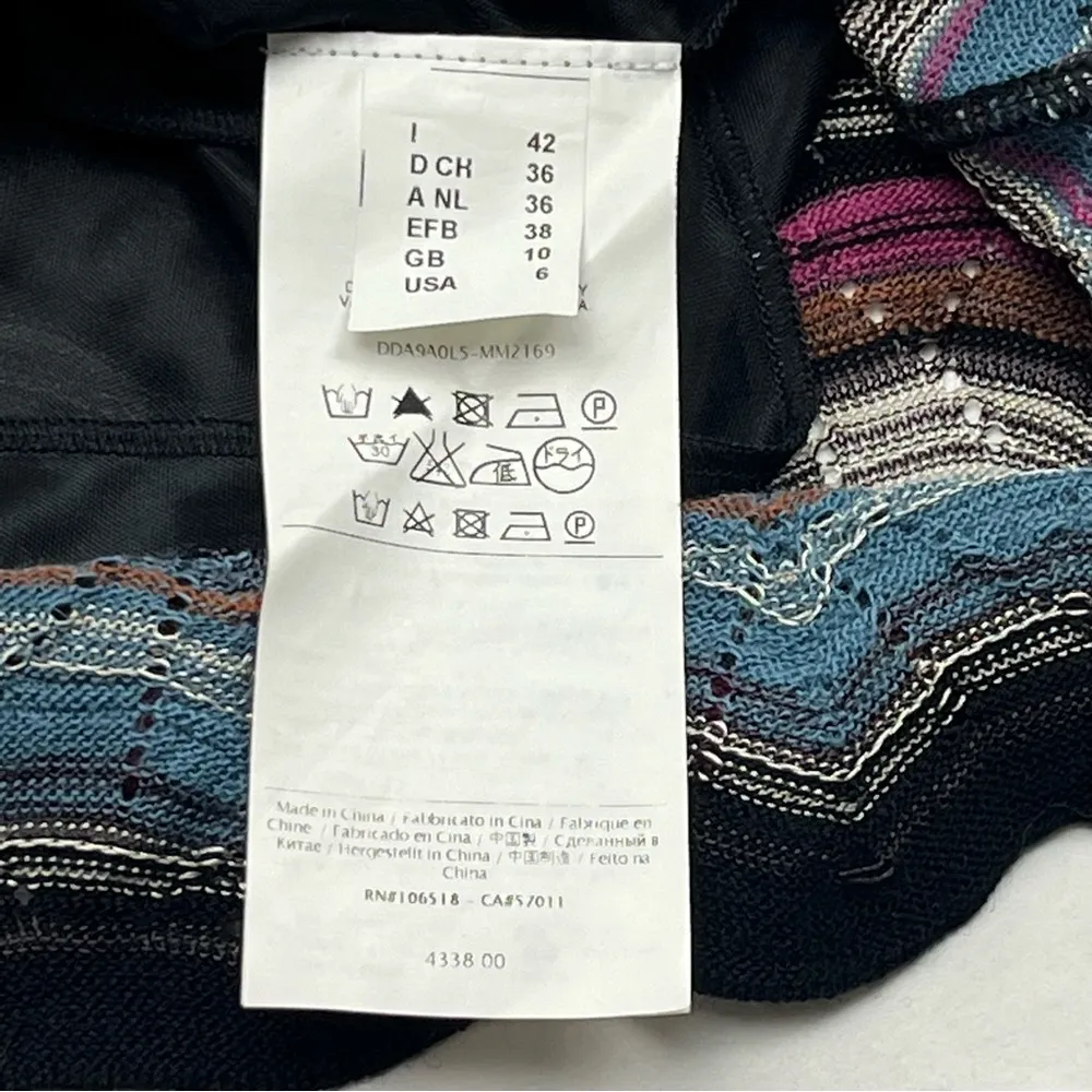 M Missoni Dress Knit Wave Stripe Zigzag V - Image 3