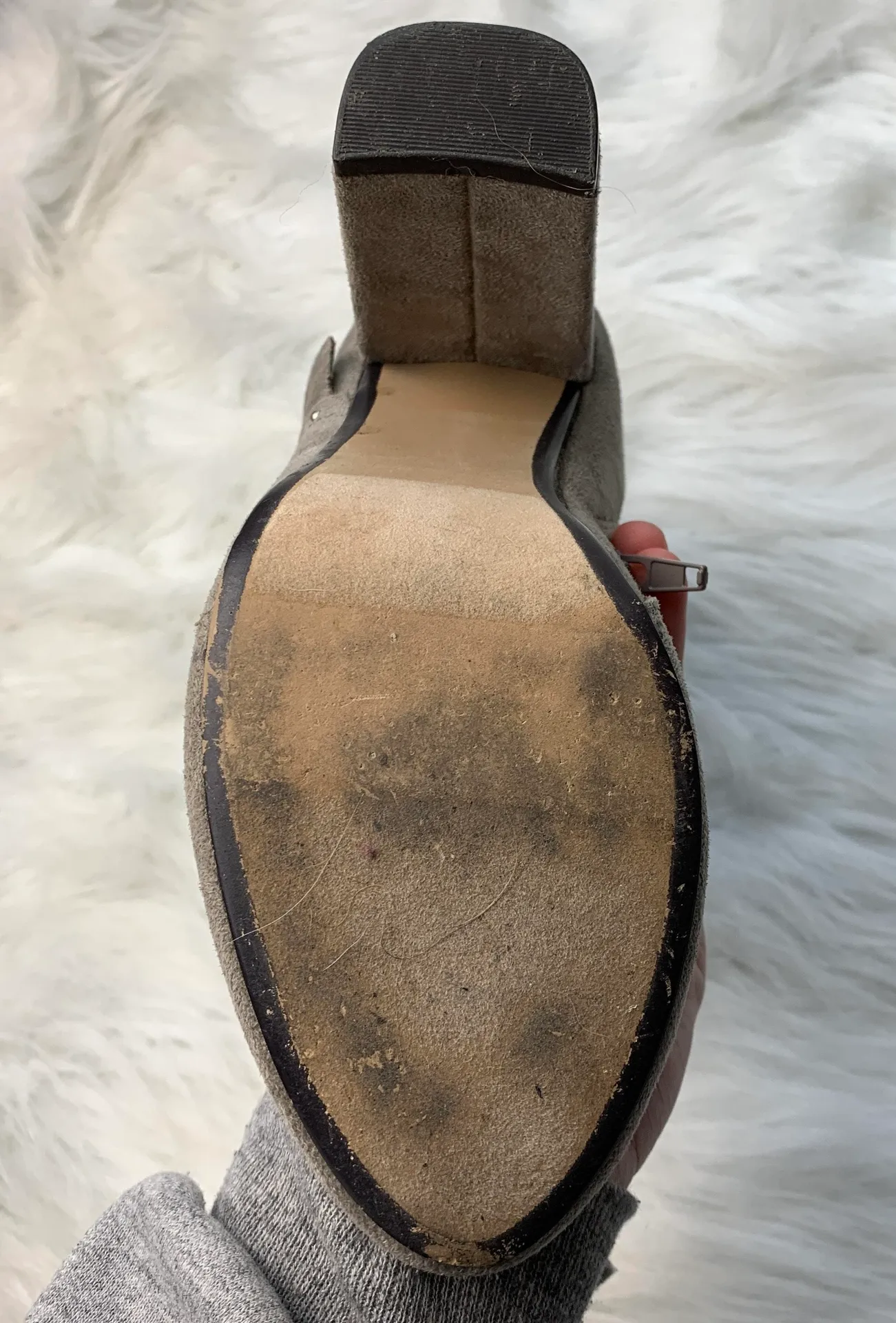 Francesca's  Gray Suede High Heel Ruffle Booties - Image 4