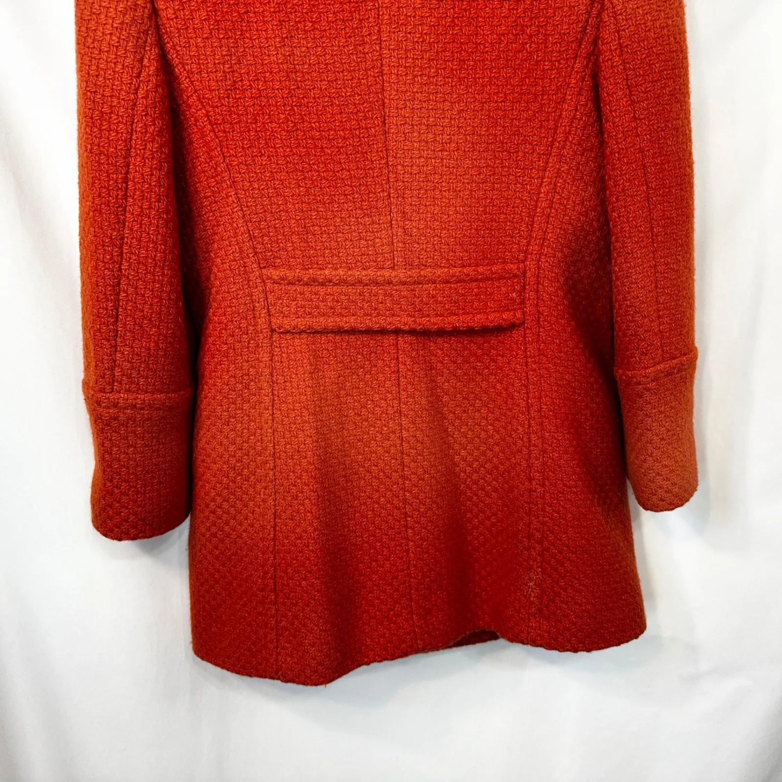 Steve by Searle Small Coat Wool Italy USA Orange Textured Double Breasted VTG C - Image 6