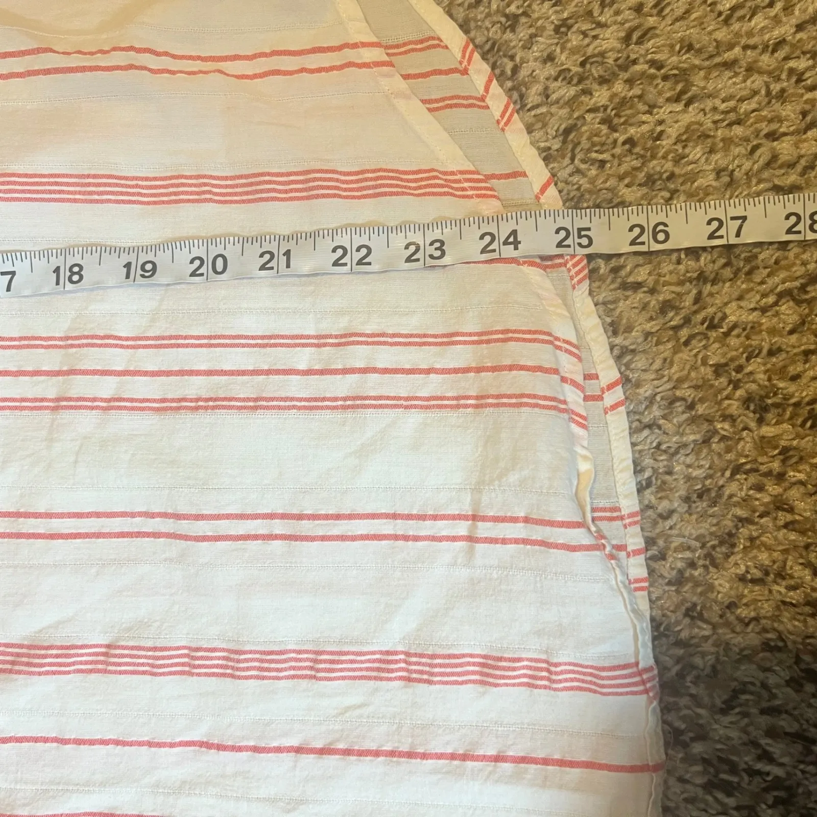 LOFT Women's White Red Stripe Ruffled Neck Tie Blouse Size M - Image 5