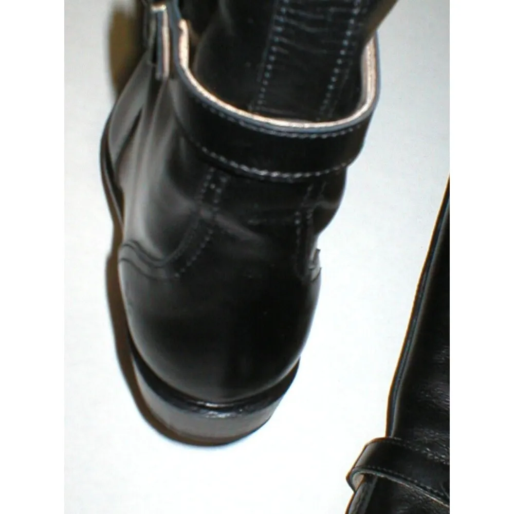 New $498 Black Womens 6 Frye Leather Boots Riding Tall Knee Buckle Dorado NWT - Image 11