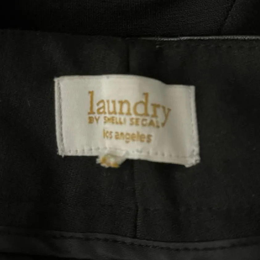 Laundry by Shelli Segal Pants Womens 6 Black Vegan Leather Tuxedo Stripe Neutral - Image 5