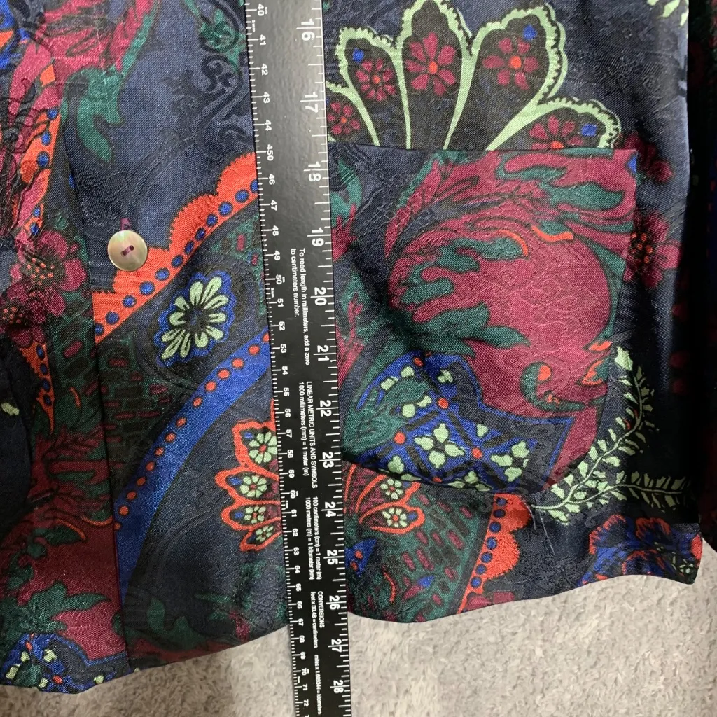 Vintage Reversible Asian Style Jacket Women’s Paisley Floral Multicolor / Maroon Purple Size M - Image 4