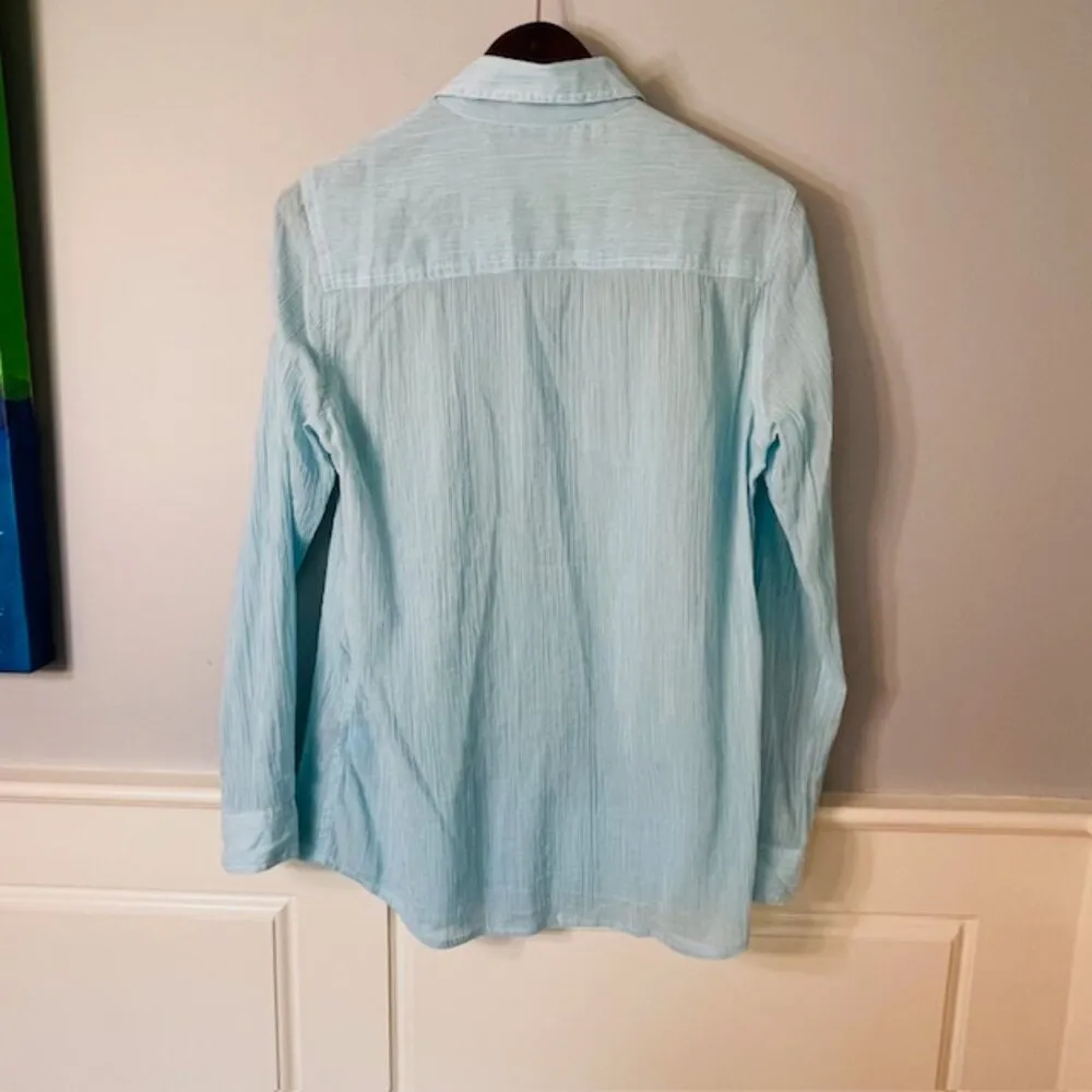 J. McLaughlin Coastal Nautical Resortwear Button up Cotton Voile Striped Small - Image 4