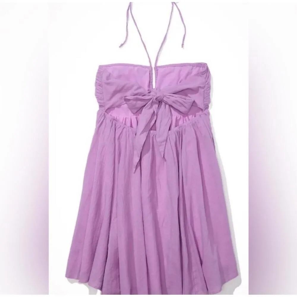 NWOT American Eagle Lavender Halter Backless Tie Waist Mini Dress Small - Image 6