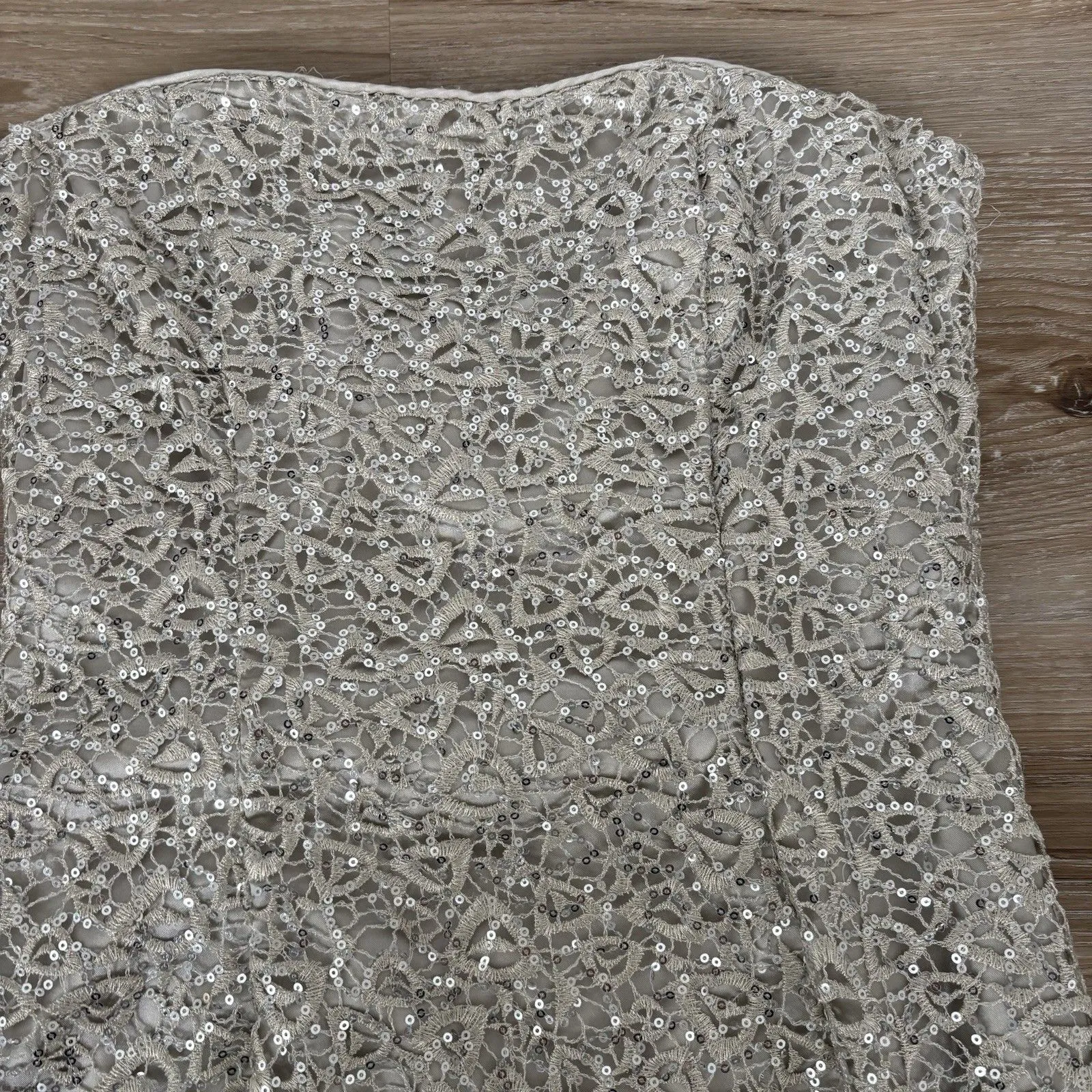 Jessica McClintock Sequin Mini Dress Size 6 Lace Strapless Formal Prom Tube VTG - Image 2