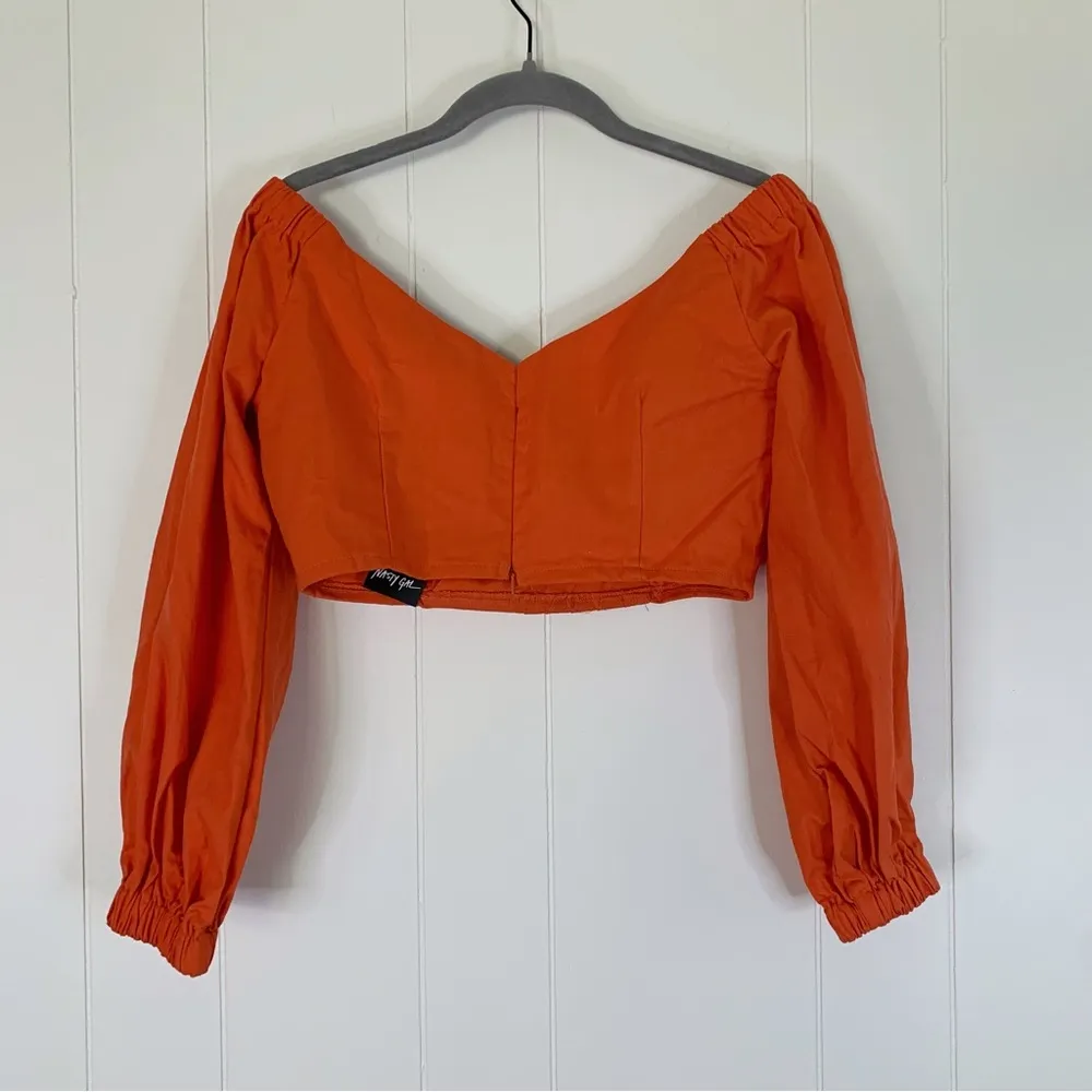 NWT  Coral Linen Long Sleeve Cropped Blouse 8 - Image 3