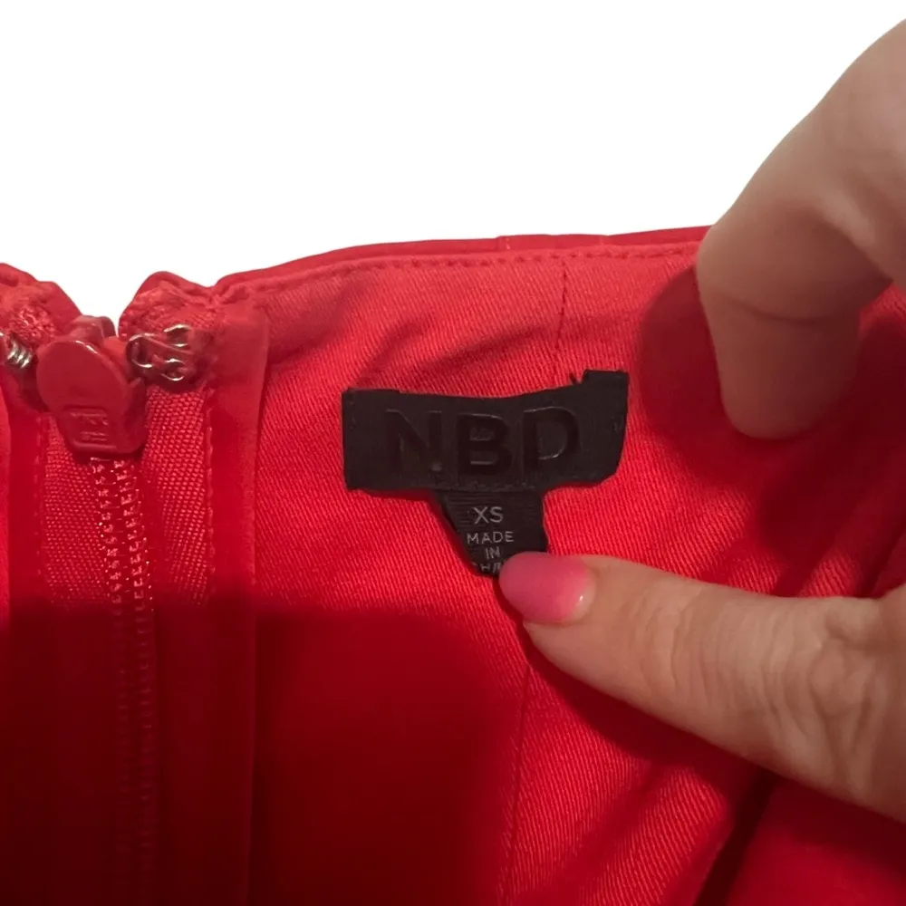 NBD Jake Gown Strapless Corset Maxi Dress Rosette Detail Red - Image 12