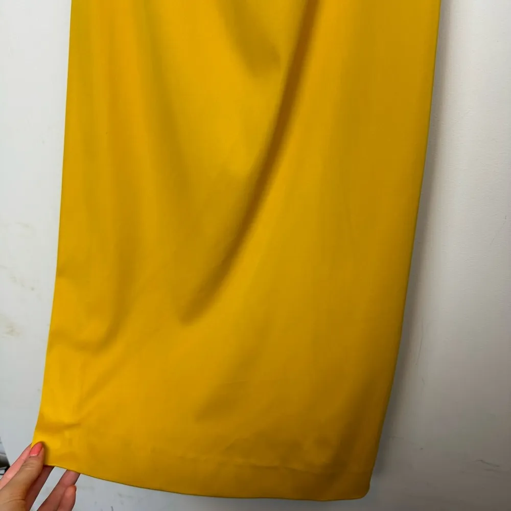 NWT ZARA Strapless Maxi Dress Sz Small Golden Yellow Side Pleats Ruched - Image 16