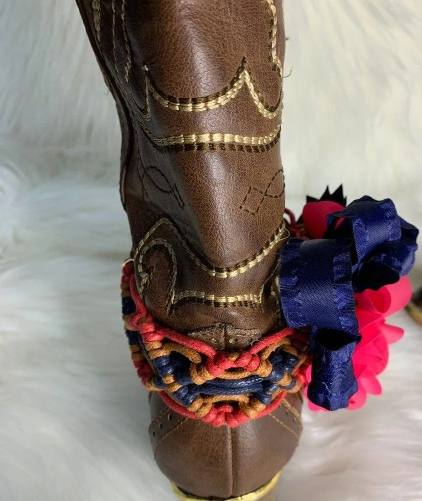 Handmade Womens Multicolor Floral Removable Boot Band One Size Boot Cuff Purple - Image 5