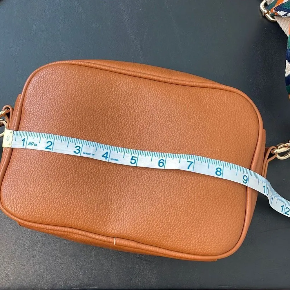 AH•DORNED Crossbody Bag‎ w/strap. Vegan leather. Camel colored Tan - Image 10