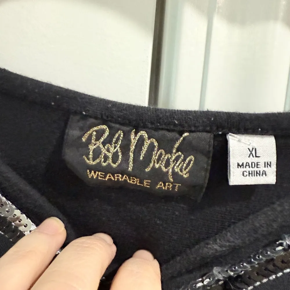 Bob Mackie 1980s Flirty Sequin Top Dynasty Black Silver Retro - Image 4