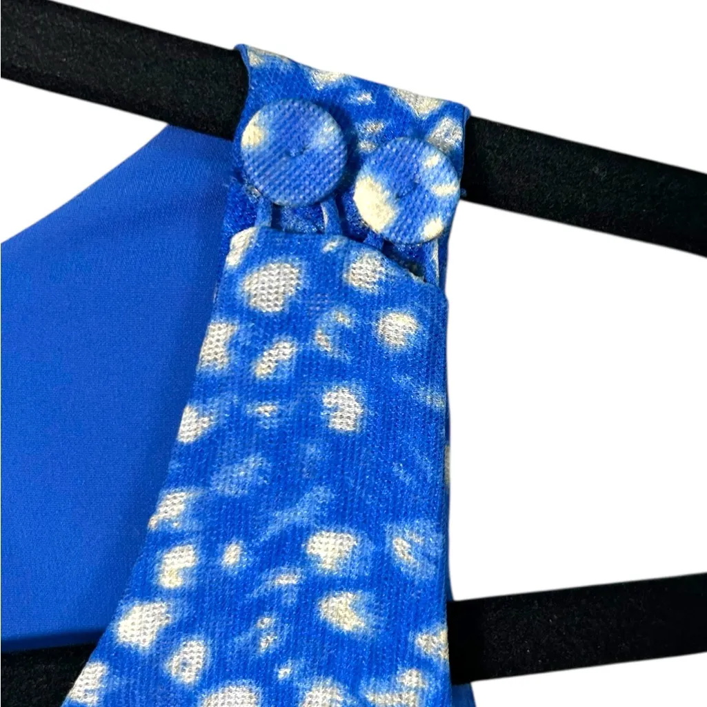 Ann Taylor Women’s Silk Blue Dot Ruffle Tiered Zip Dress Short Knee Length Sz 10 - Image 5