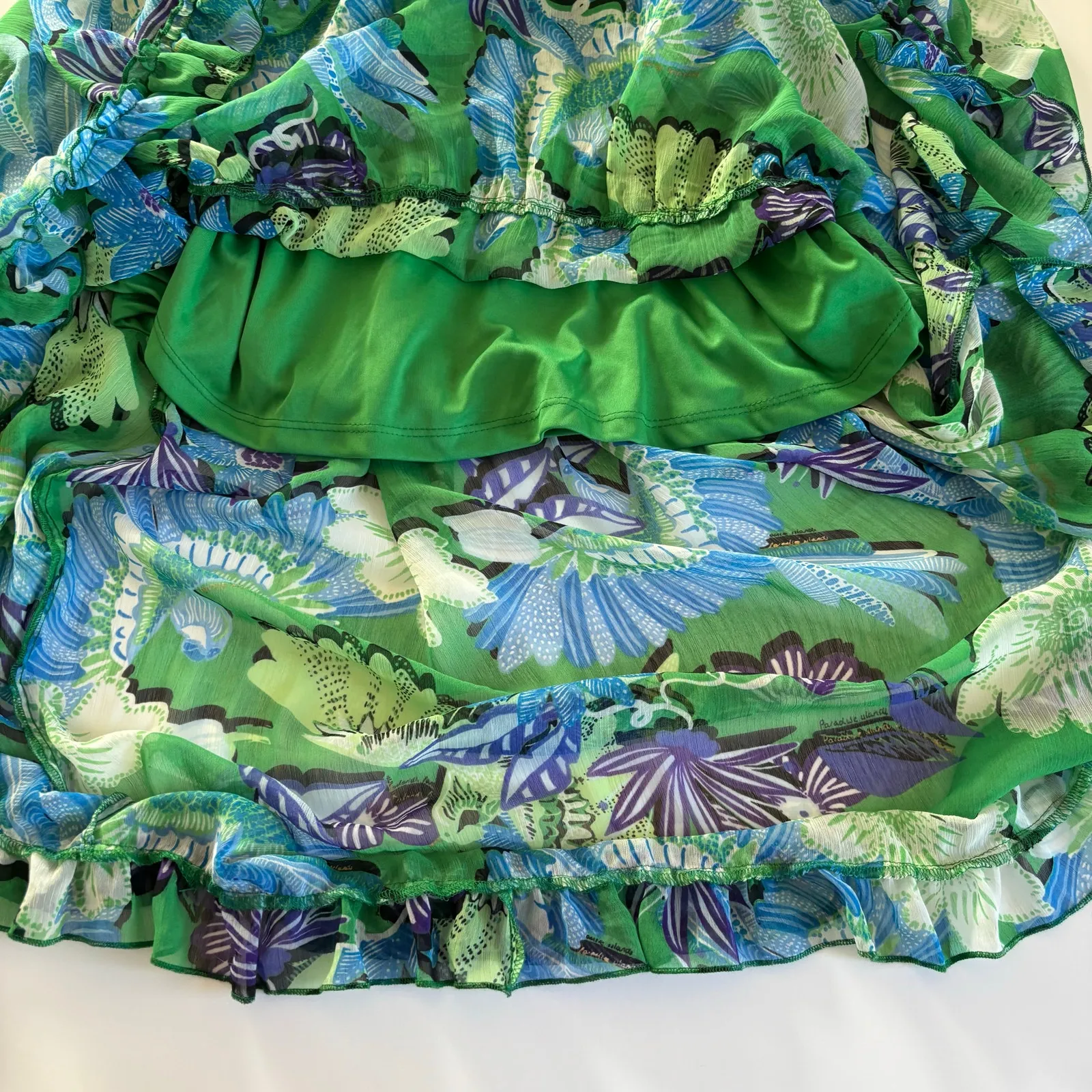 Truly 4 You Floral Green Maxi Dress Ruffle V - Image 8