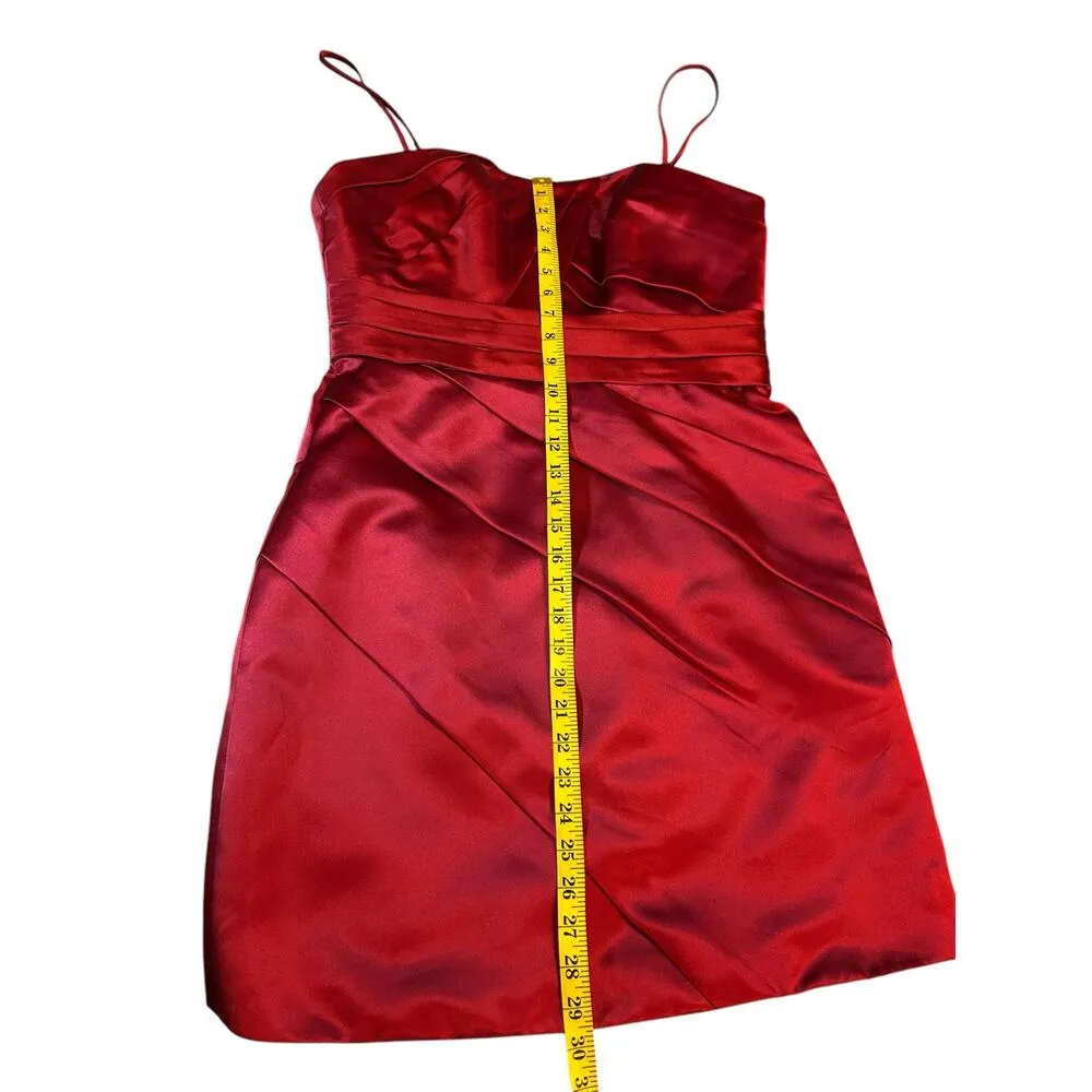 Red Satin Sorella Vita Sweetheart Cocktail Dress - Size 14 - Image 7