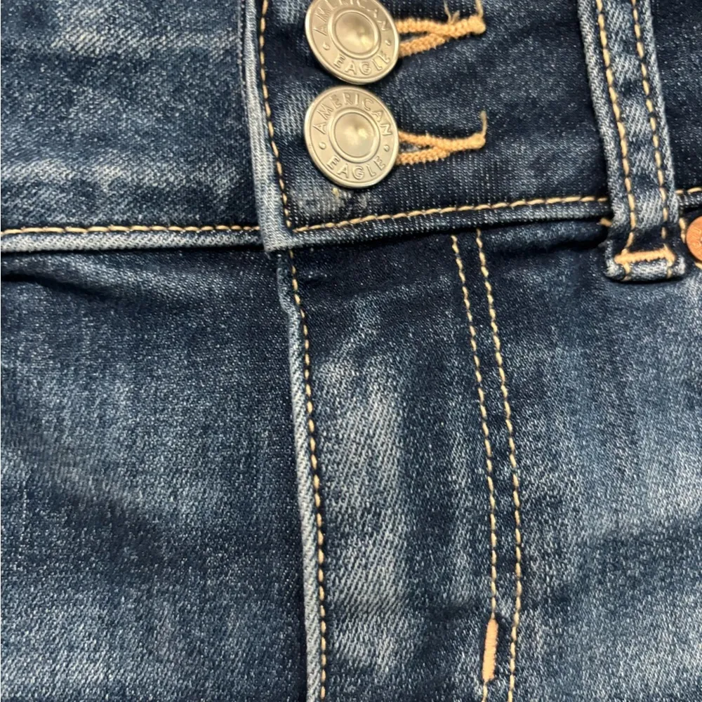 Blue Denim Jeans Cut Off Raw Hem Size 4 - Image 3