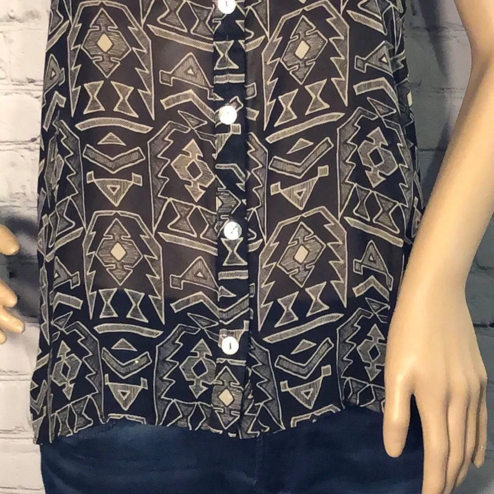 B. Jewel Semi-Sheer Tank Top Lace Inset M - Image 3