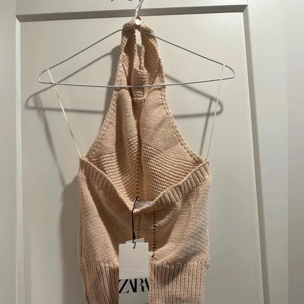 ZARA‎ Halter Tan Crochet Top Size M Size M - Image 2