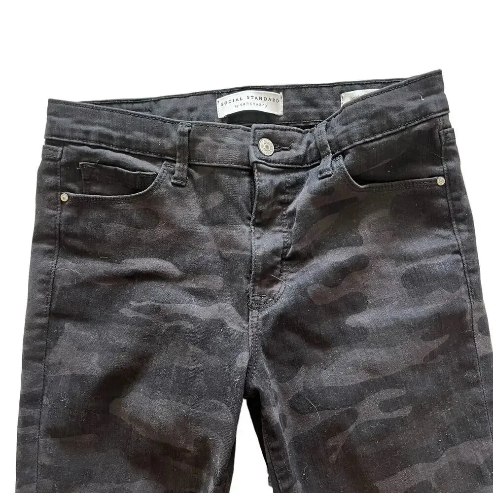 Social Standard by Sanctuary Black Camo Ankle‎ Skinny Jeans Women’s Size 4 - Image 7