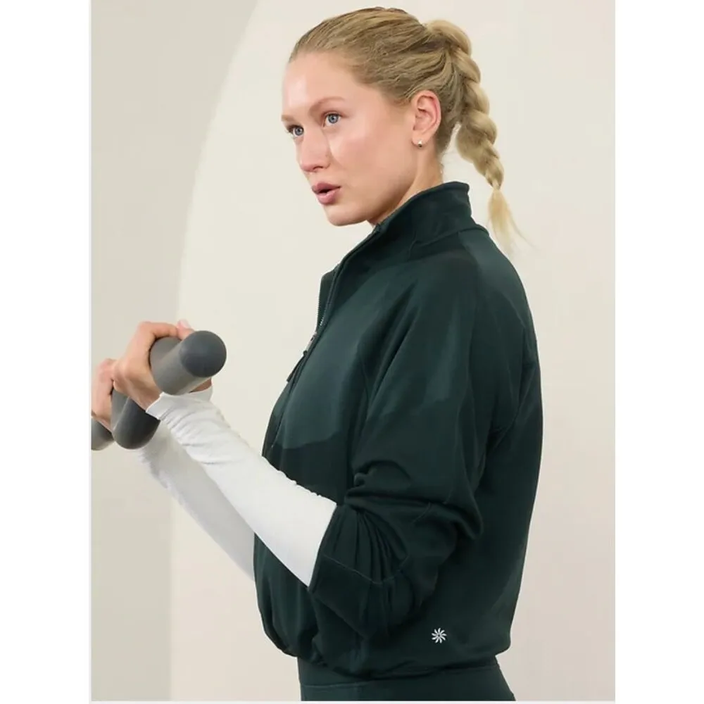 Athleta S Altitude Edge 1/2 Zip Sweatshirt Cypress Green Small - Image 6
