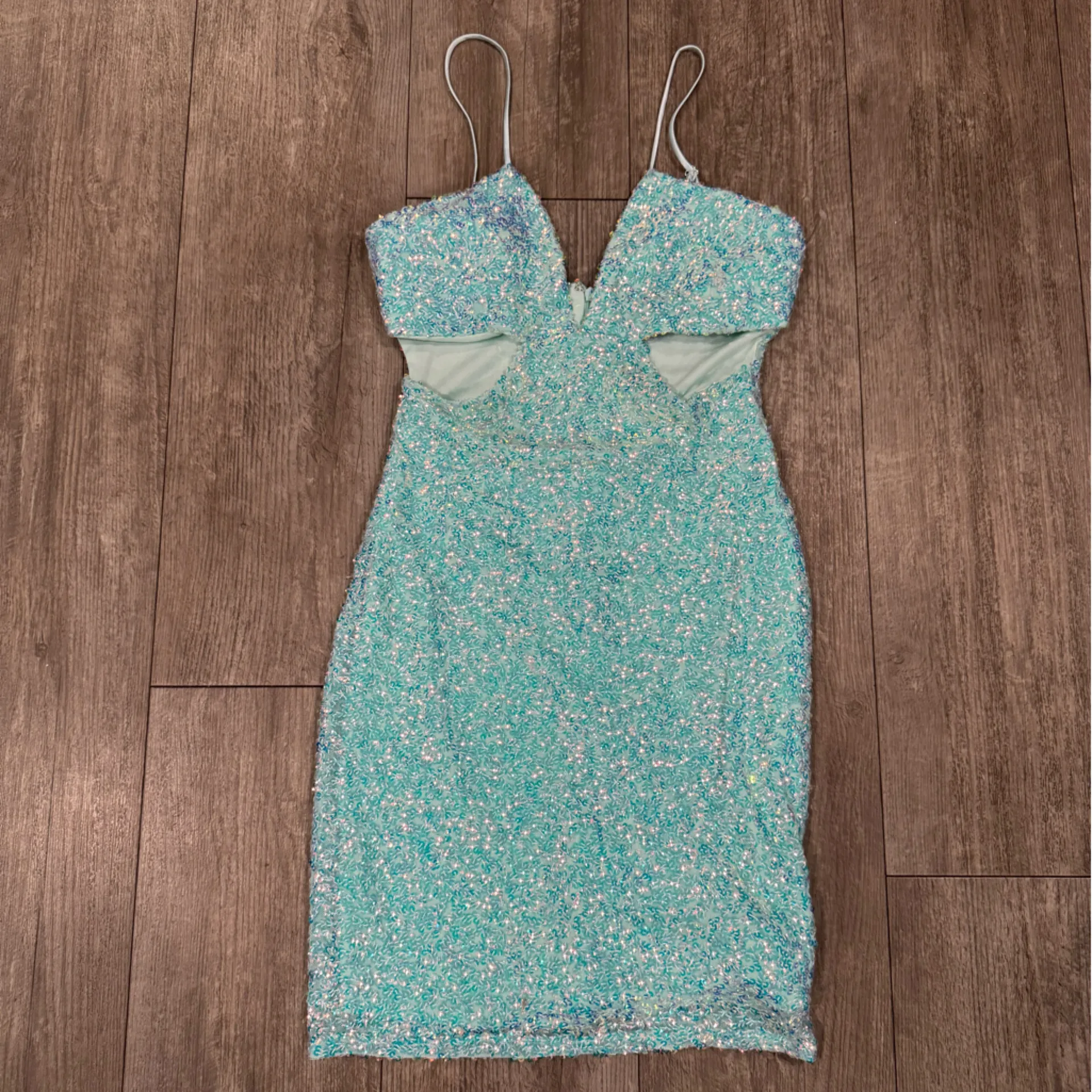 Jump Light Blue Sequin Mini Dress - Image 6