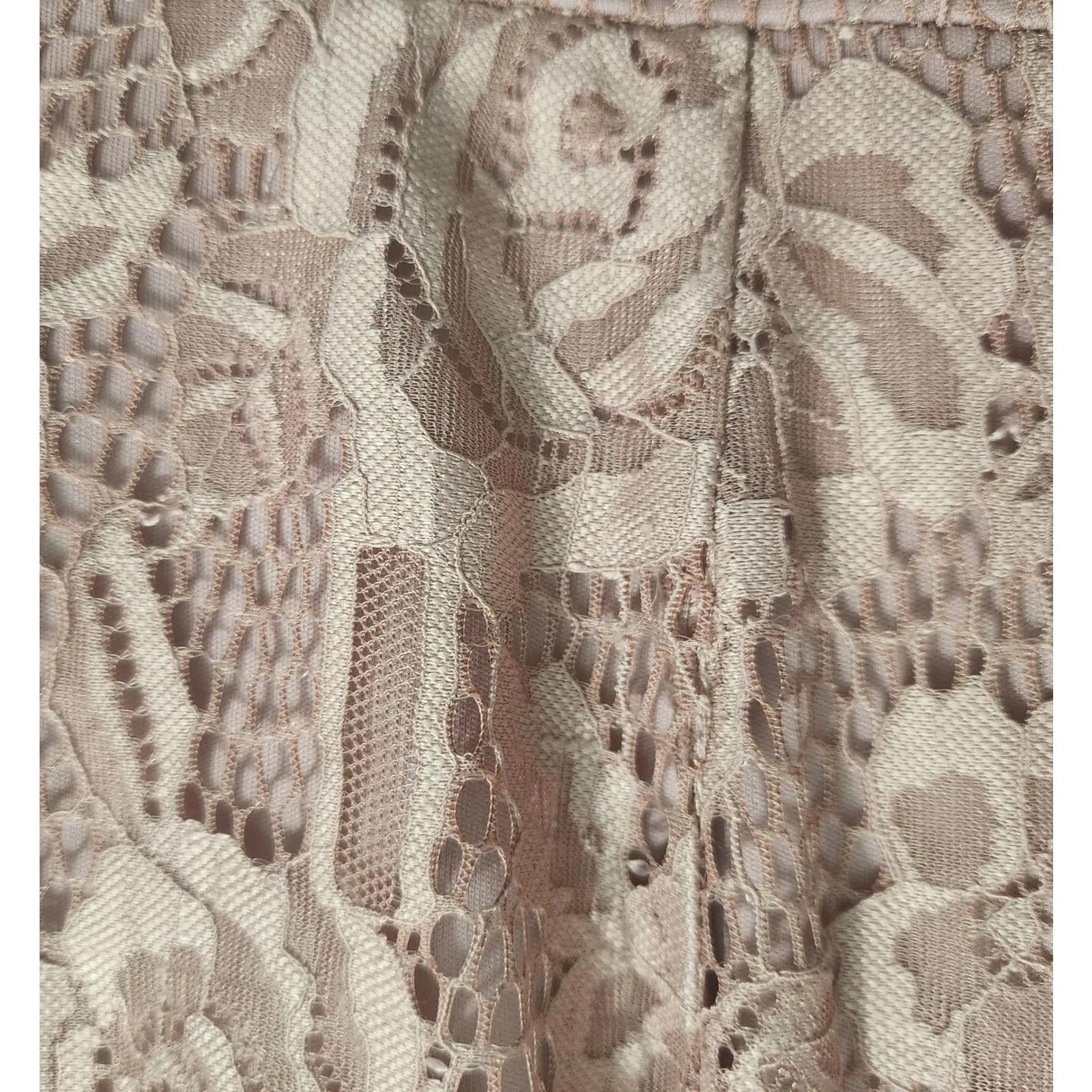 Pink Lace Fit Flare Dress XS Sleeveless Ruffle Hem Party - Image 2