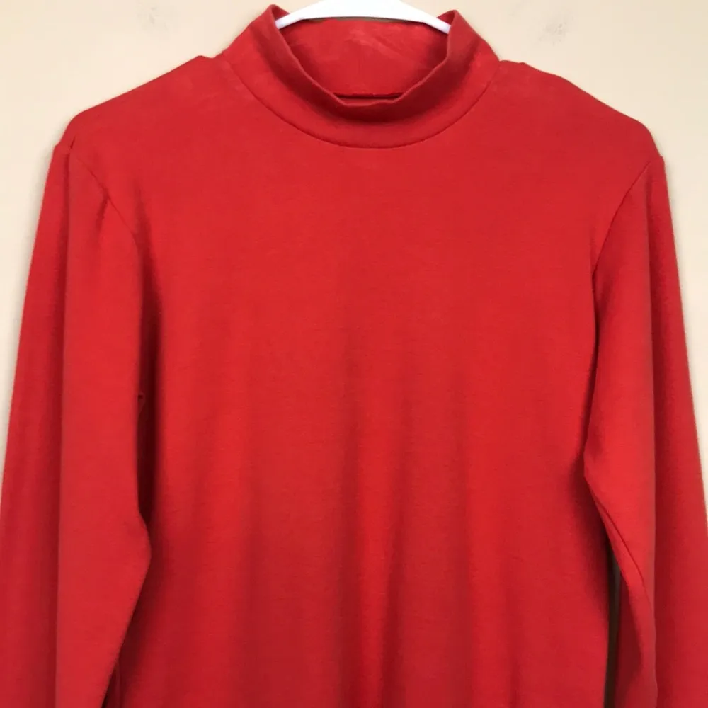 Patagonia Women’s Knit Mock Neck Organic Cotton Orange Long Sleeve Shirt - Image 2