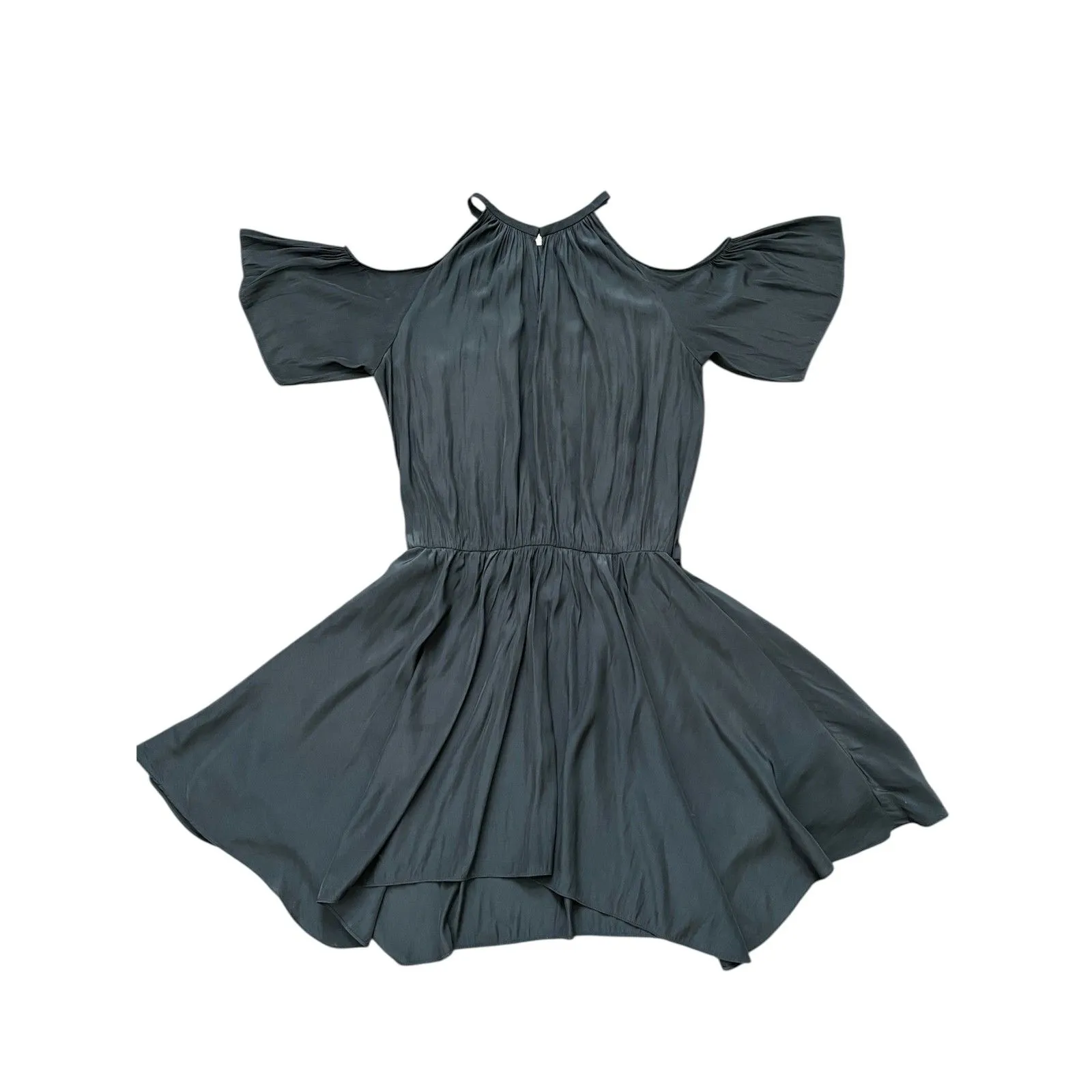 Ramy Brook Eileen Black Mini Dress Cold Shoulder Halter Neck Silky Medium - Image 2