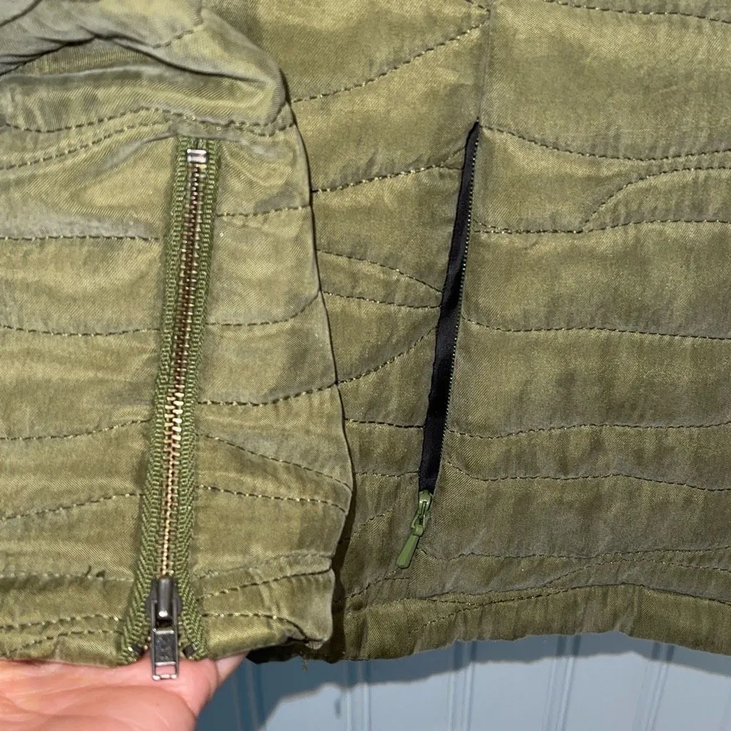 Habitat Dusty‎ Pistachio Green Art-to-Wear Zip Quilted Jacket Coat Size XS - Image 4