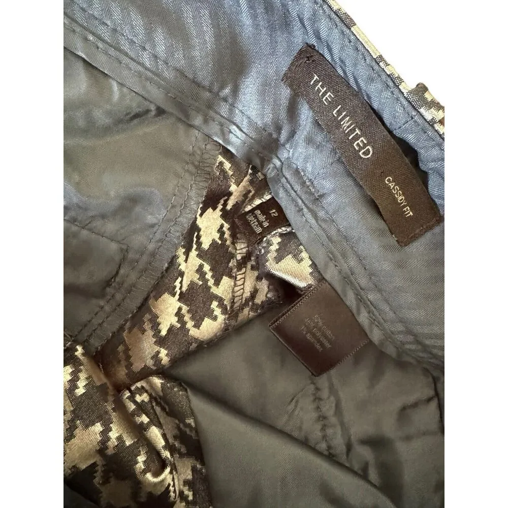 The Limited Cassidy Fit Black Gold Checkered Cotton Blend Pants Size 12 Club - Image 5